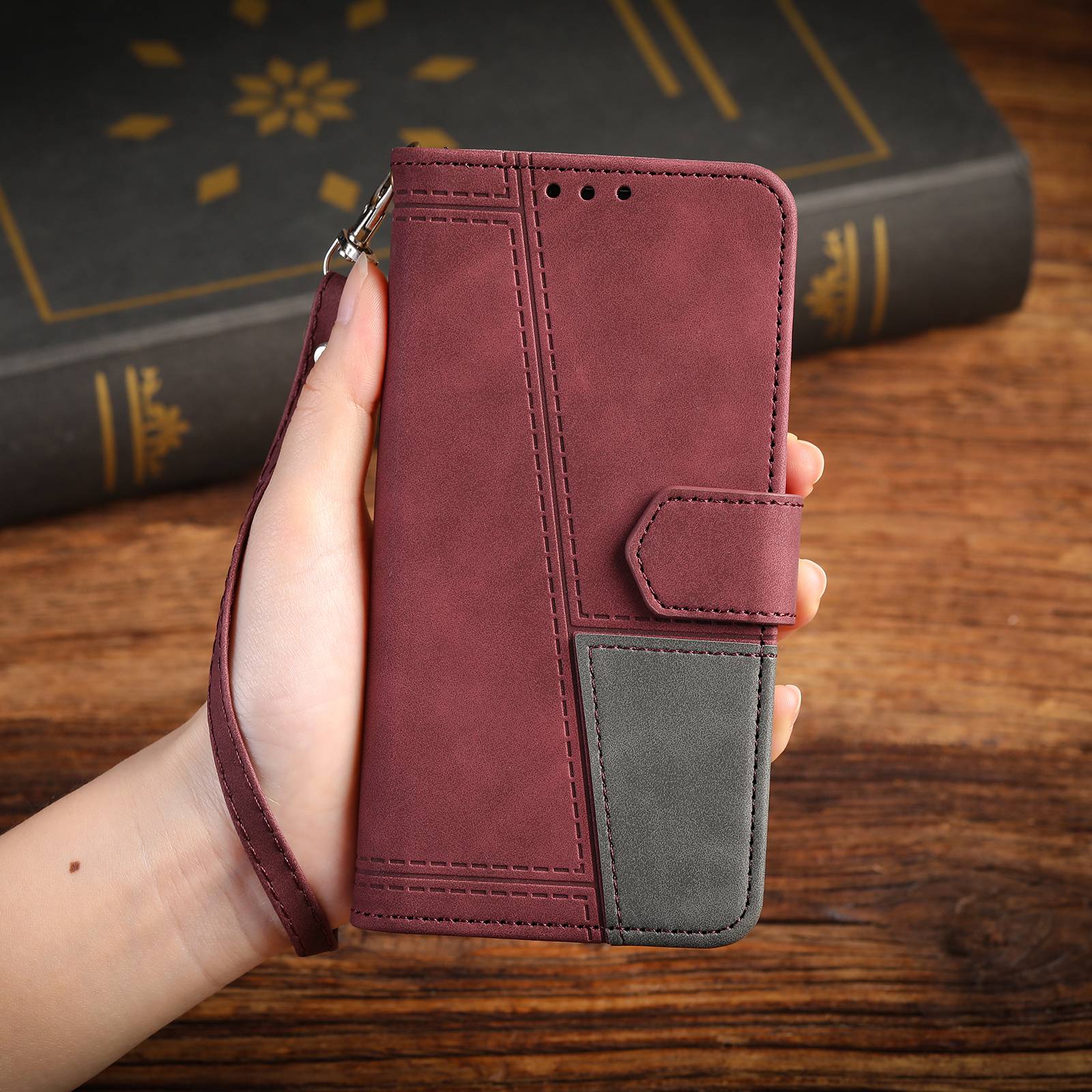 TTUDRCH For Samsung Galaxy S20 FE 2022/S20 FE/S20 Fan Edition/S20 FE 5G/S20 Fan Edition 5G/S20 Lite 004 Splicing PU Leather RFID Blocking Stand Wallet Phone Case with Strap - Wine Red TTUDRCH For Samsung Galaxy S20 FE 2022/S20 FE/S20 Fan Edition/S20 FE 5G/S20 Fan Edition 5G/S20 Lite 004 Splicing PU Leather RFID Blocking Stand Wallet Phone Case with Strap - Wine Red